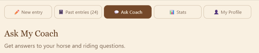 Ask My Coach interface showing the Ask Coach tab with navigation and question prompt
